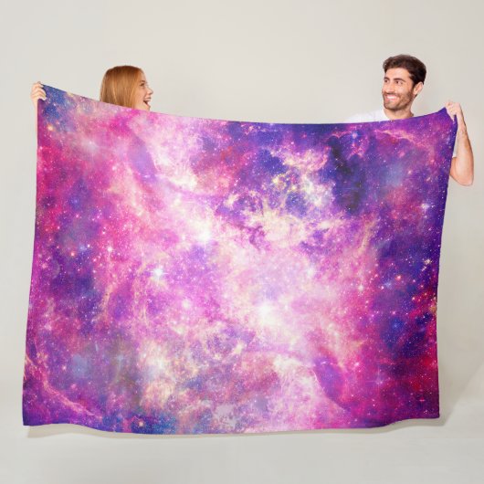 Girly Pink Paarse Space Nebula Galaxy Fleece Deken (In situ)
