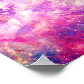 Girly Pink Paarse Space Nebula Galaxy Poster (Hoek)