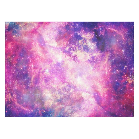 Girly Pink Paarse Space Nebula Galaxy Tafelkleed (Voorkant (Horizontaal))