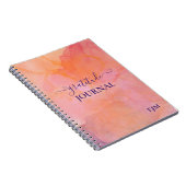 Girly Pink Paarse Waterverf Monogrammed Gratitude Notitieboek (Rechterzijde)