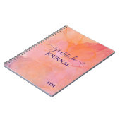 Girly Pink Paarse Waterverf Monogrammed Gratitude Notitieboek (Linkerzijde)