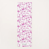 Girly Pink Pastel Butterflies Custom Name Yogamat (Voorkant)