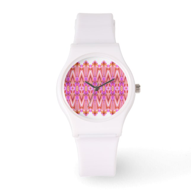 Girly Pink Patterned Designer Horloge (Voorkant)