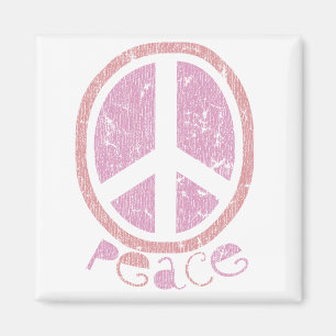Girly Pink Peace Sign Magneet