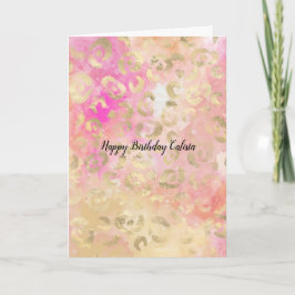 Girly Pink Peach Glam Gold Leopard Print Kaart