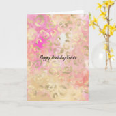 Girly Pink Peach Glam Gold Leopard Print Kaart (Gele Bloem)