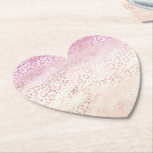 Girly Pink Peach Glam Luipaard Print Ombre Tie Dye Kartonnen Onderzetters (Gekanteld)