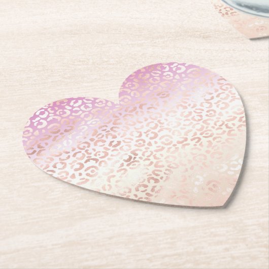 Girly Pink Peach Glam Luipaard Print Ombre Tie Dye Kartonnen Onderzetters (Gekanteld)
