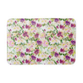 Girly Pink Peach Paarse Burgundy Waterverf Floral Badmat (Voorkant)