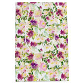 Girly Pink Peach Paarse Burgundy Waterverf Floral Medium Cadeauzakje (Voorkant)