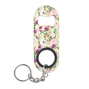 Girly Pink Peach Paarse Burgundy Waterverf Floral Mini Flessenopener