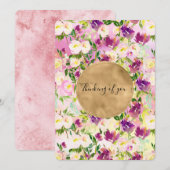 Girly Pink Peach Paarse Waterverf Bloemen (Voorkant / Achterkant)