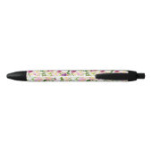 Girly Pink Peach Paarse Waterverf Bloemen Zwarte Inkt Pen (Achterkant)