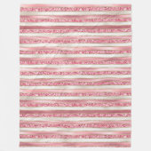 Girly Pink Pearl Glitter Stripes Fleece Deken (Voorkant)