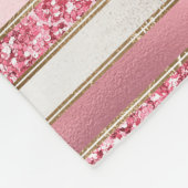 Girly Pink Pearl Glitter Stripes Fleece Deken (Hoek)