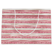 Girly Pink Pearl Glitter Stripes Groot Cadeauzakje (Voorkant)
