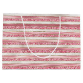 Girly Pink Pearl Glitter Stripes Groot Cadeauzakje (Achterkant)