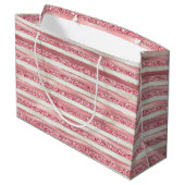 Girly Pink Pearl Glitter Stripes Groot Cadeauzakje (Achterkant Gekanteld)