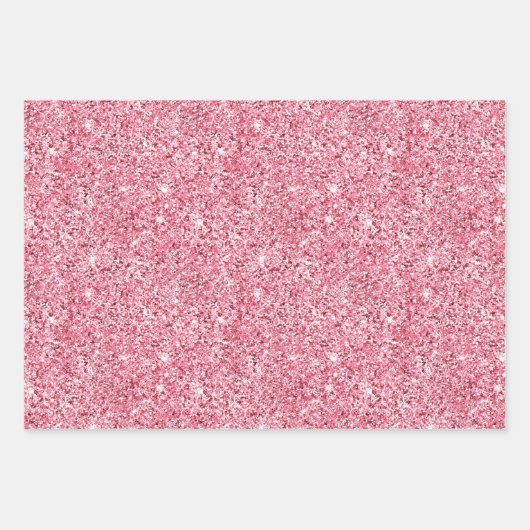 Girly Pink Pearl Glitter Stripes Inpakpapier Vel (Voorkant 3)