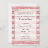 Girly Pink Pearl Glitter Stripes Kaart (Voorkant)