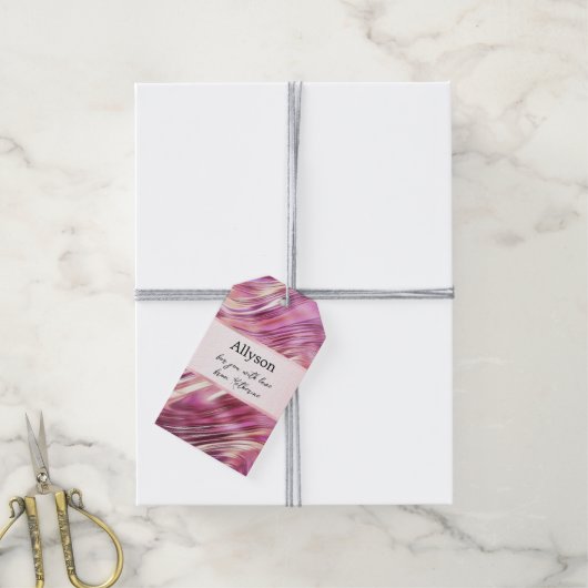 Girly Pink Pearl Roos Gouden Glam Dank u Cadeaulabel