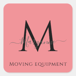 Girly Pink Personalized Monogram Envelope Seal Vierkante Sticker