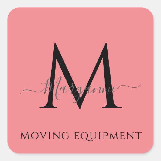 Girly Pink Personalized Monogram Envelope Seal Vierkante Sticker (Voorkant)