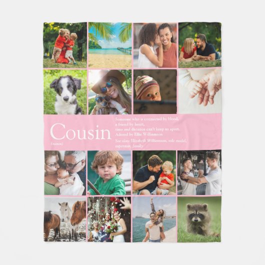 Girly Pink Photo Collage Cool Cousin Definition Fleece Deken (Voorkant)