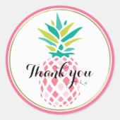 Girly Pink Pineapple Ronde Sticker (Voorkant)