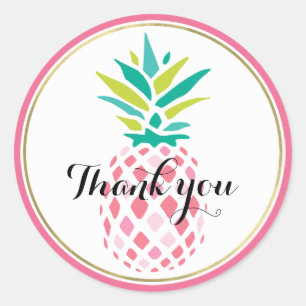 Girly Pink Pineapple Ronde Sticker