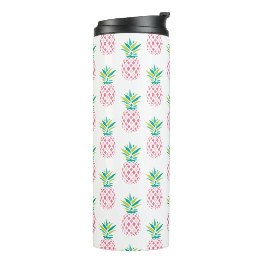 Girly Pink Pineapples Monogrammed Thermosbeker (Gedraaid links)