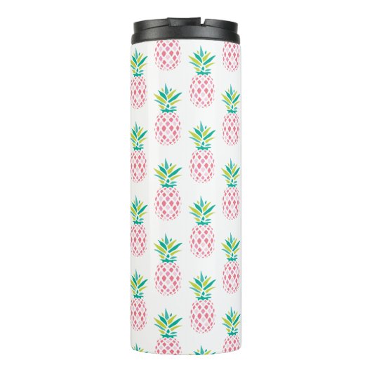 Girly Pink Pineapples Monogrammed Thermosbeker (Achterkant)