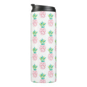 Girly Pink Pineapples Monogrammed Thermosbeker (Geroteerd rechts)