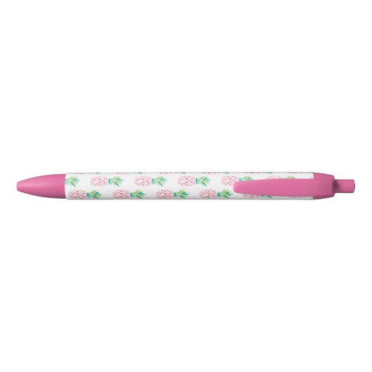 Girly Pink Pineapples Patroon Zwarte Inkt Pen (Achterkant)
