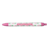 Girly Pink Pineapples Patroon Zwarte Inkt Pen (Voorkant)