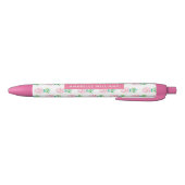 Girly Pink Pineapples Patroon Zwarte Inkt Pen (Bodem)