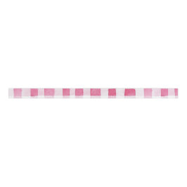 Girly Pink Plaid Stripes Birthday Grosgrain Lint
