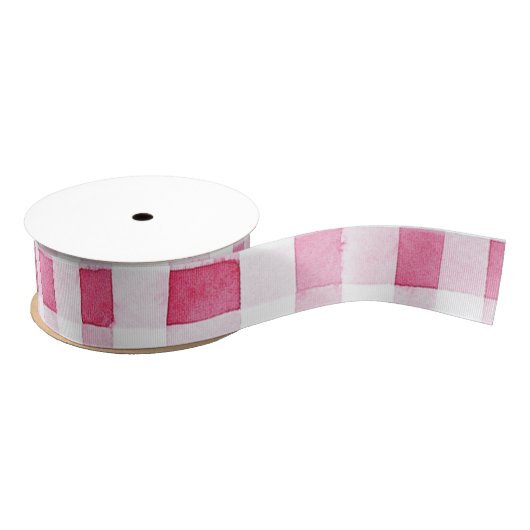 Girly Pink Plaid Stripes Birthday Grosgrain Lint (Spoel)