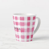 Girly Pink Plaid Stripes Birthday Latte Mok (Rechterhoek)
