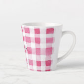 Girly Pink Plaid Stripes Birthday Latte Mok (Rechts)