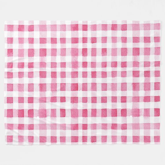 Girly Pink Plaid Stripes Christmas Fleece Deken (Voorkant (Horizontaal))