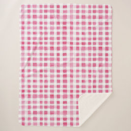 Girly Pink Plaid Stripes Christmas Sherpa Deken