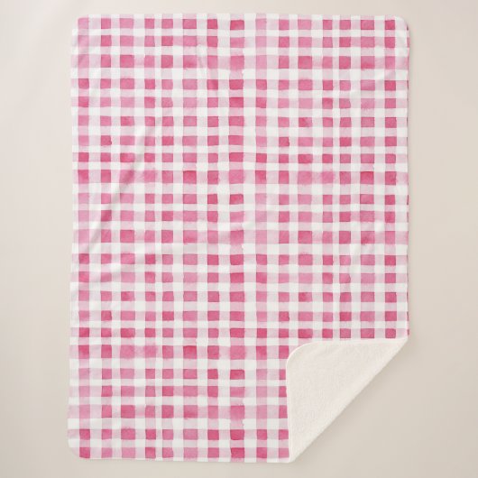 Girly Pink Plaid Stripes Christmas Sherpa Deken (Voorkant)