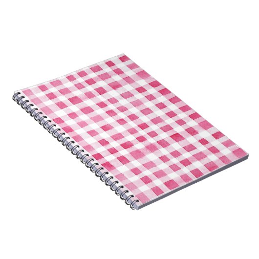 Girly Pink Plaid Stripes Notitieboek (Rechterzijde)