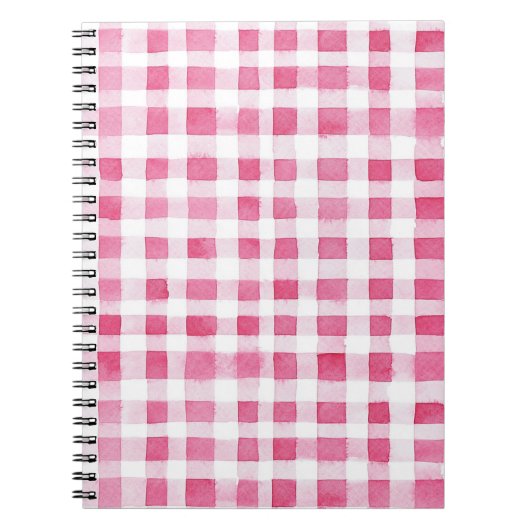 Girly Pink Plaid Stripes Notitieboek (Voorkant)