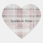 Girly Pink Plaid Stripes Sparkle Hart Sticker (Voorkant)