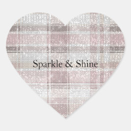 Girly Pink Plaid Stripes Sparkle Hart Sticker