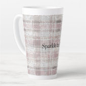 Girly Pink Plaid Stripes Sparkle Latte Mok (Linkerhoek)