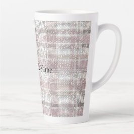Girly Pink Plaid Stripes Sparkle Latte Mok