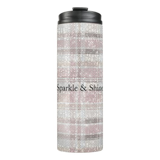 Girly Pink Plaid Stripes Sparkle Thermosbeker (Voorkant)